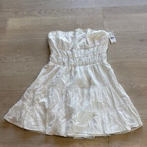 PacSun White Strapless Ruffled Tiered Dress